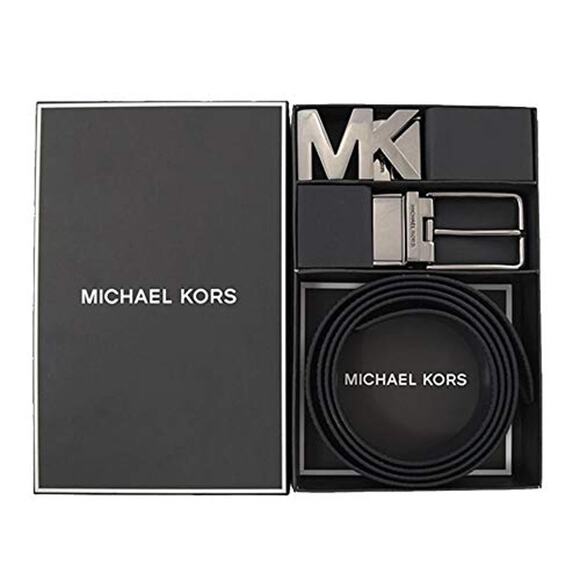 NWT Michael Kors Men's Jet Set 4-in-1 Leather Gift Set Belt Admrl/PlBlue - Picture 3 of 3